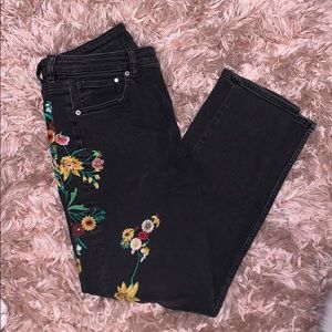 Floral Stitched Girlfriend Jeans